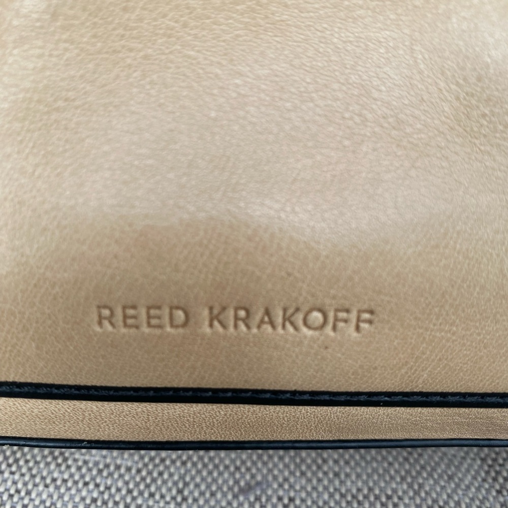 REED KRAKOFF Beige with Black Trimmed Leather "Boxer" Tote Bag. - Picture 8 of 16